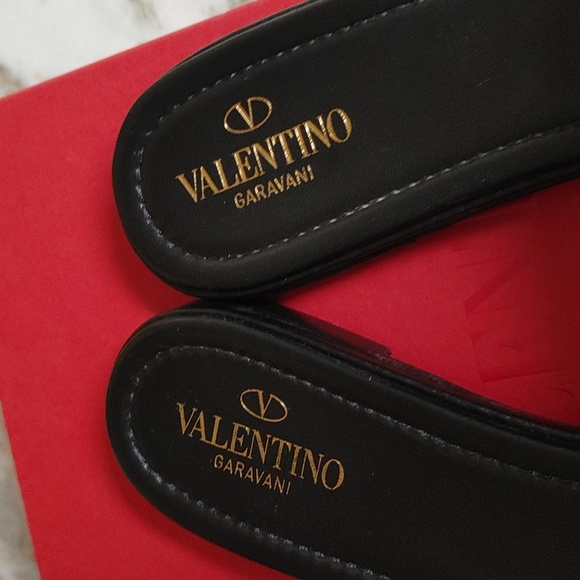 VALENTINO Black Slides Size 40.5 - Picture 3 of 12